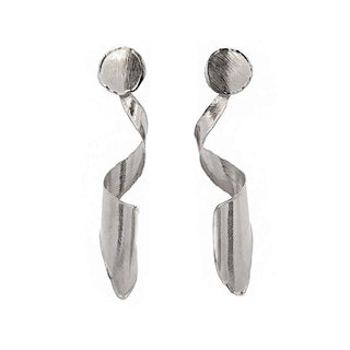 сребърни обеци, висящи обеци, матирано сребро, без камък,