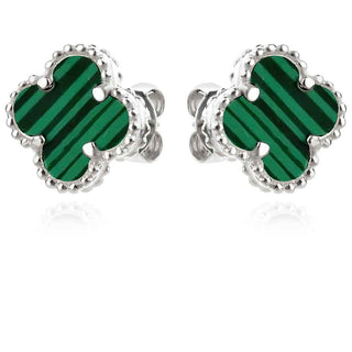 Сребърни обеци - Alhambra Malachite