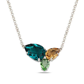 сребърно колие, камъни Swarovski, родиево покритие, Maestro Italy