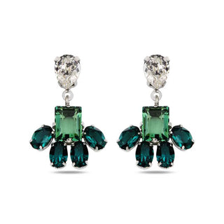 сребърни обеци, кристали Swarovski, родиево покритие, SWAROVSKI Maestro,