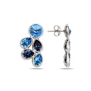 сребърни обеци, кристали Swarovski, родиево покритие, SWAROVSKI Maestro,