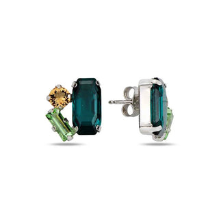 сребърни обеци, кристали Swarovski, родиево покритие, SWAROVSKI Maestro,