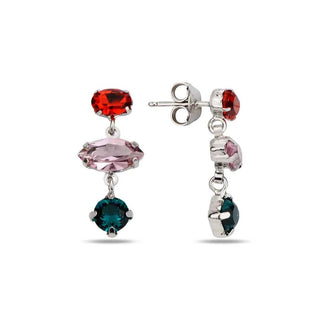 сребърни обеци, кристали Swarovski, родиево покритие, SWAROVSKI Maestro,