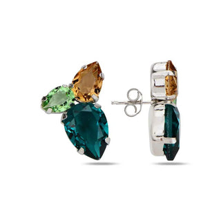 сребърни обеци, камъни Swarovski, родиево покритие, Maestro Italy