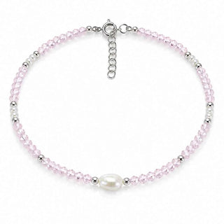 Сребърна гривна за глезен - Blush Pearl