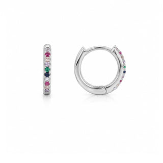 Сребърни обеци - Rainbow Spark Hoops