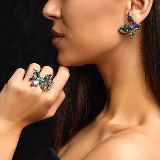 Сребърни обеци -Royal butterfly