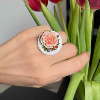 Сребърен пръстен - Fiore white onyx