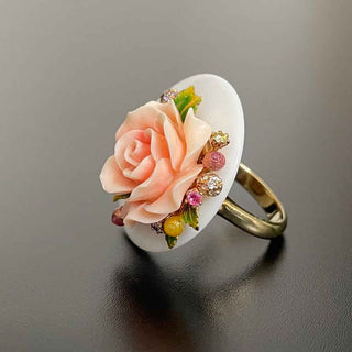 Сребърен пръстен - Fiore white onyx