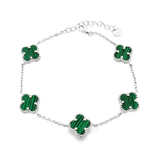 Сребърна гривна - Alhambra Malachite 5