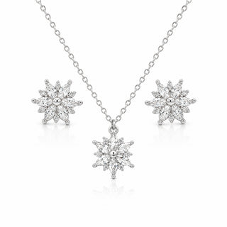 Сребърен комплект цветя с цирконии - Crystal Bloom