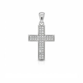 Сребърен медальон кръст с цирконии – Pavé Cross