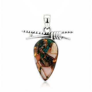 Сребърен медальон с мозайка от естествени камъни - Gemstone Mosaic