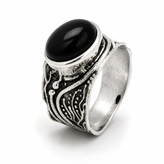Сребърен пръстен с оникс - Black Oval Ornament