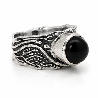 Сребърен пръстен с оникс - Black Oval Ornament