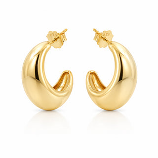Сребърни обеци халки с позлата - Bold Hoops