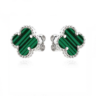 Сребърни обеци - Alhambra Malachite
