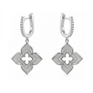 Сребърни висящи обеци с четирилистен мотив – Quatrefoil Modern Talisman