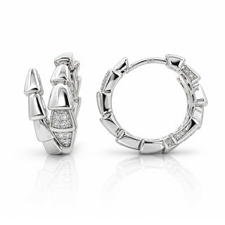 Сребърни обеци халки змия с цирконии – Serpentine