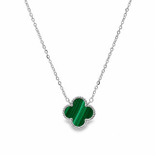 Сребърно колие с детелина от малахит- Alhambra Malachite Grace