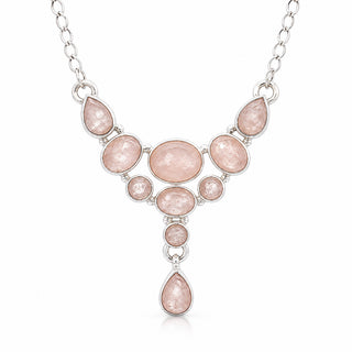 Сребърно колие с естествен розов кварц - Rose Quartz Cascade