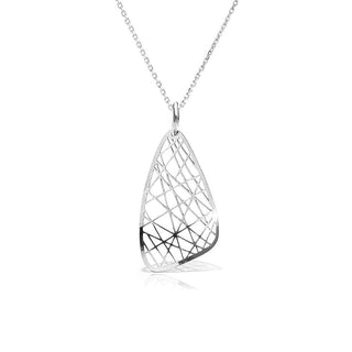 нежно сребърно колие, без камък, родиево покритие, Alfa