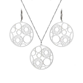 елегантен сребърен комплект, кръгове, без камък, родиево покритие, Alfa