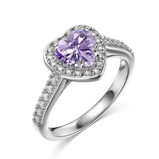 Сребърен пръстен с лилаво сърце – Violet Heart Ring