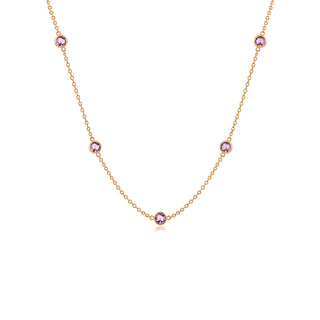 Златно колие 14К с лилави цирконии – Lilac Dots