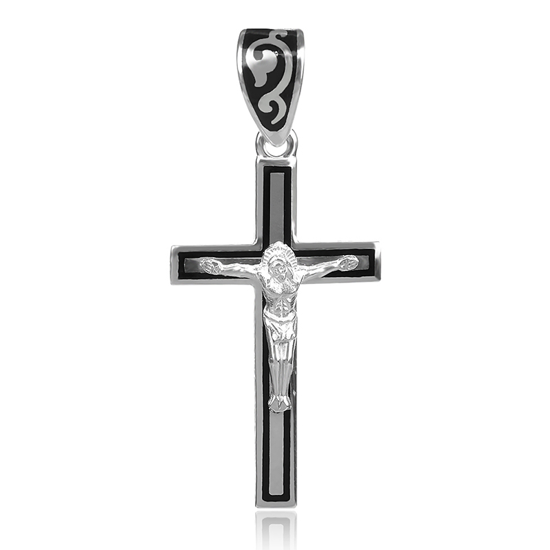 silver cross with black enamel, сребърен кръст с емайл