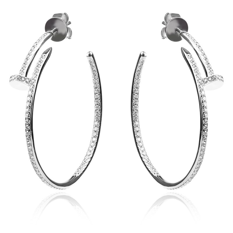 Сребърни обици, обеци тип халка , модел "Cartier", silver earrings