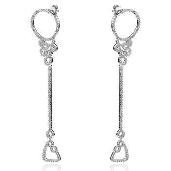 silver earrings with cubic zirconia, сребърни висящи обеци