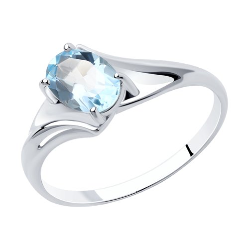 сребърен пръстен, син топаз, родиево покритие, sokolov,