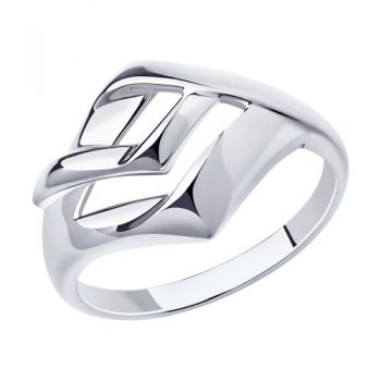 елегантен сребърен пръстен, без камък, родиево покритие, sokolov,