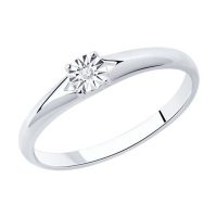 сребърен пръстен, диамант, родиево покритие, sokolov