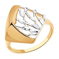 елегантен сребърен пръстен, без камък, розова позлата, sokolov,