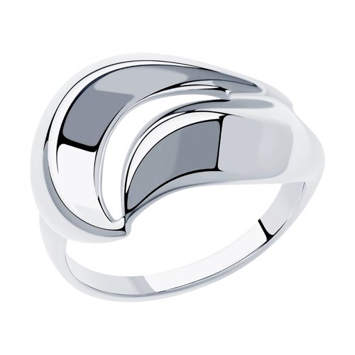 сребърен пръстен, без камък, родиево покритие, Sokolov