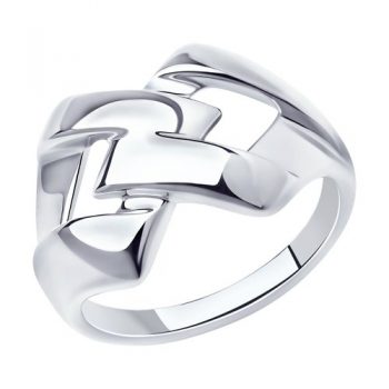 елегантен сребърен пръстен, без камък, родиево покритие, Sokolov