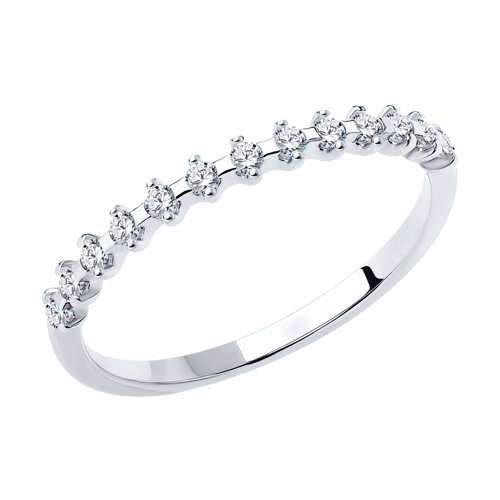 нежен сребърен пръстен, пръстен тип халка, цирконий, родиево покритие, Sokolov