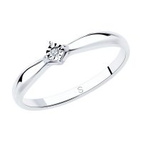 сребърен пръстен, тип годежен, диамант, диамант, родиево покритие, sokolov,