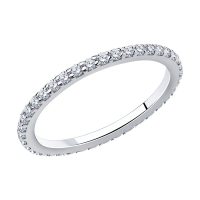 нежен сребърен пръстен, пръстен тип халка, цирконий. родиево покритие, sokolov,