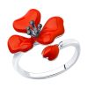 атрактивен сребърен пръстен, цвете, цветен емайл, родиево покритие, sokolov,