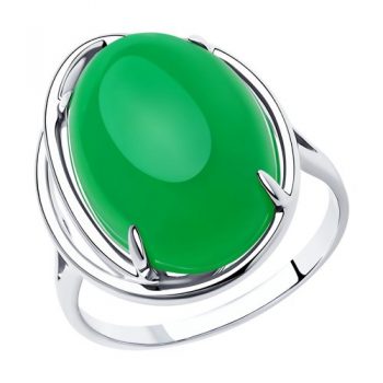 стилен сребърен пръстен, зелен кварц, родиево покритие, sokolov,