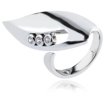 атрактивен сребърен пръстен, цирконий, родиево покритие,