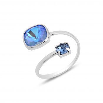 нежен сребърен пръстен, кристал Swarovski, родиево покритие, Maestro,