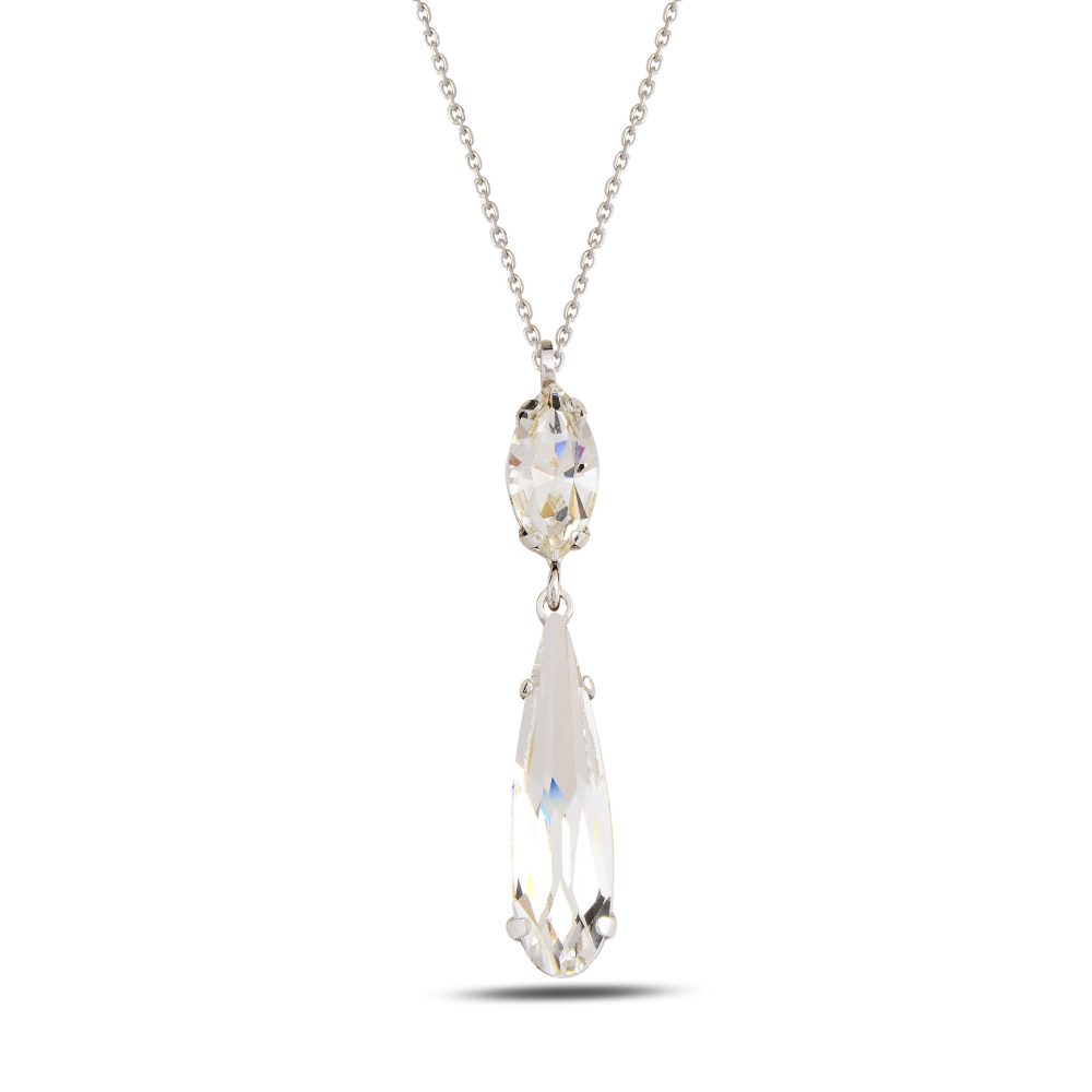 елегантно сребърно колие, кристал Swarovski, капка, родиево покритие, SWAROVSKI Maestro,
