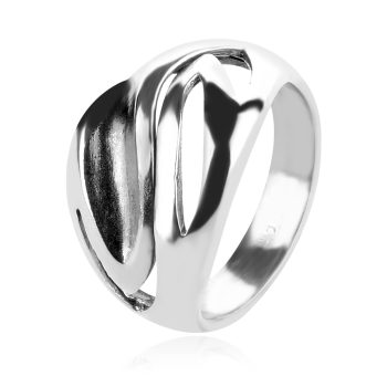 сребърен пръстен, без камък, оксидирано сребро, Алгара,
