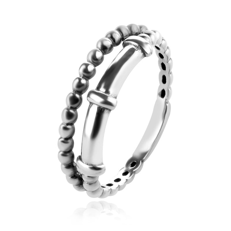 сребърен пръстен, тип халка, безкамък, оксидирано сребро, Алгара,