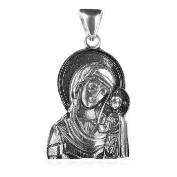 сребърен медальон, богородица и младенеца, оксидирано сребро, Алгара,
