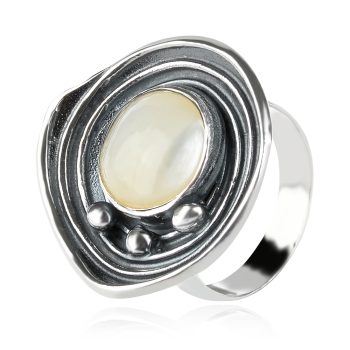 сребърен пръстен, седеф, оксидирано сребро, Алгара,